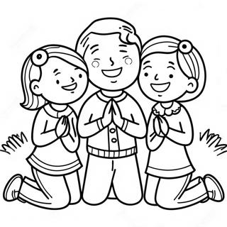 Thankful Children Praying Coloring Page 5777-4724