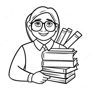 Creative Teacher With Books Coloring Page 57784-46365