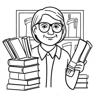 Creative Teacher With Books Coloring Page 57784-46366