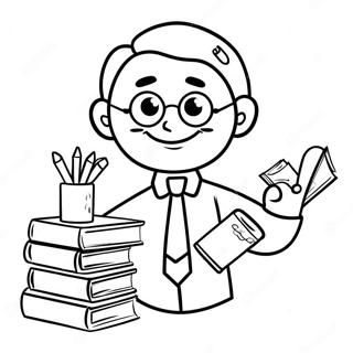 Creative Teacher With Books Coloring Page 57784-46367