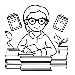 Creative Teacher With Books Coloring Page 57784-46368