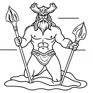 Poseidon With Trident Coloring Page 57794-46374