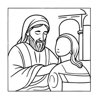 Jairus Daughter With Jesus Coloring Page 57824-46398