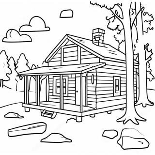 Log Cabin Scenic Landscape Coloring Page 57833-46413