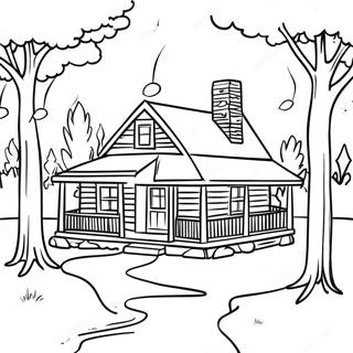 Log Cabin Scenic Landscape Coloring Page 57833-46415