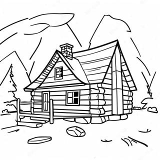 Log Cabin Scenic Landscape Coloring Page 57833-46416