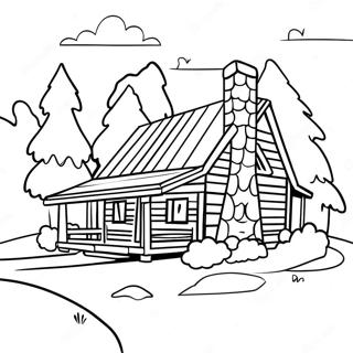 Cozy Log Cabin In The Woods Coloring Page 57834-46401