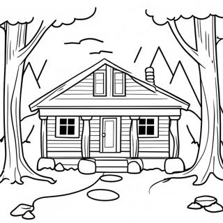 Cozy Log Cabin In The Woods Coloring Page 57834-46402