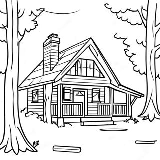 Cozy Log Cabin In The Woods Coloring Page 57834-46404