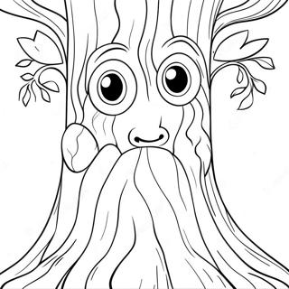 Whimsical Tree Trunk With Faces Coloring Page 57974-46519