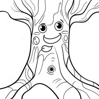 Whimsical Tree Trunk With Faces Coloring Page 57974-46520