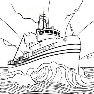 Edmund Fitzgerald In Stormy Waters Coloring Page 58044-46576