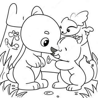 Cute Animal Friends Playing Together Coloring Page 58164-46666