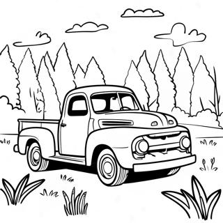 Vintage Ford Truck In Nature Coloring Page 5817-4750