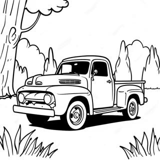 Vintage Ford Truck In Nature Coloring Page 5817-4752