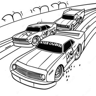 Late Model Dirt Car Racing Scene Coloring Page 58183-46682