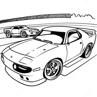 Late Model Dirt Car Racing Scene Coloring Page 58183-46684