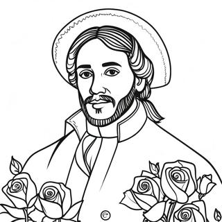 Colorful Juan Diego With Roses Coloring Page 58194-46689