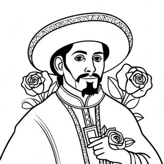 Colorful Juan Diego With Roses Coloring Page 58194-46690