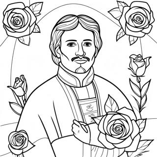 Colorful Juan Diego With Roses Coloring Page 58194-46691