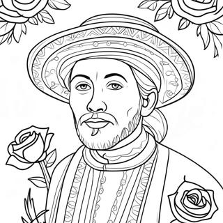 Colorful Juan Diego With Roses Coloring Page 58194-46692