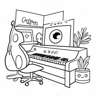 Lofi Music Scene Coloring Page 58223-46714