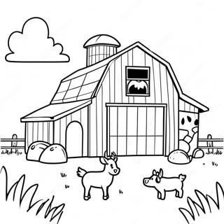 Rustic Barn And Animals Coloring Page 5827-4761