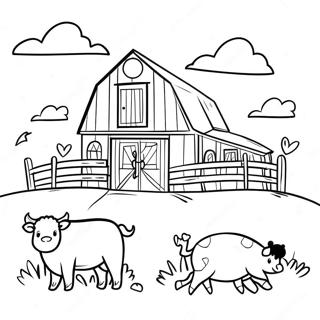 Rustic Barn And Animals Coloring Page 5827-4762