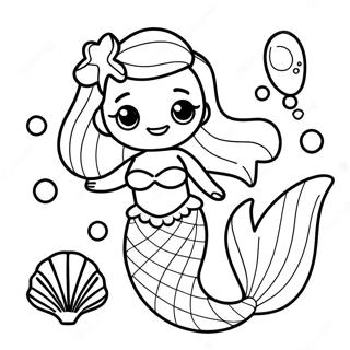 Sparkling Mermaid With Shells Coloring Page 58294-46775