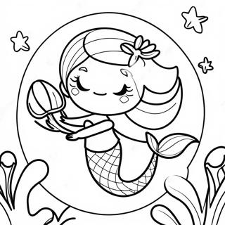 Sparkling Mermaid With Shells Coloring Page 58294-46776