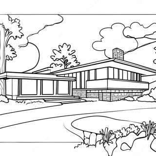 Frank Lloyd Wright Architectural Design Coloring Page 58323-46789