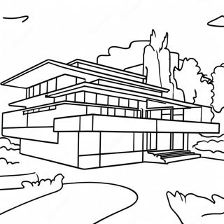 Frank Lloyd Wright Architectural Design Coloring Page 58323-46792