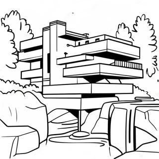 Fallingwater House Coloring Page 58324-46797