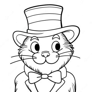 Whimsical Cat In The Hat Coloring Page 58334-46805