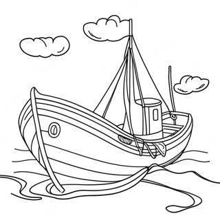 Fishing Boat On A Calm Sea Coloring Page 58383-46838