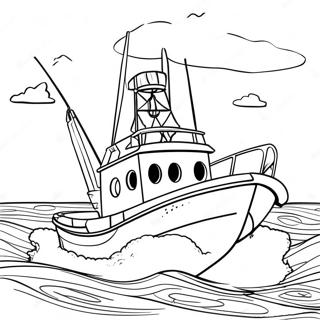 Fishing Boat On A Calm Sea Coloring Page 58383-46839