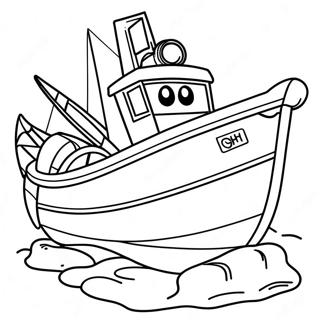 Colorful Fishing Boat With Nets Coloring Page 58384-46846