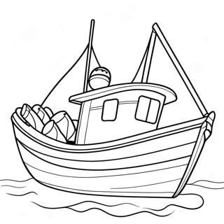 Colorful Fishing Boat With Nets Coloring Page 58384-46847