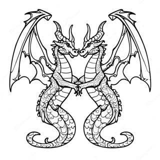 Majestic Two Headed Dragon Flying Coloring Page 58394-46853