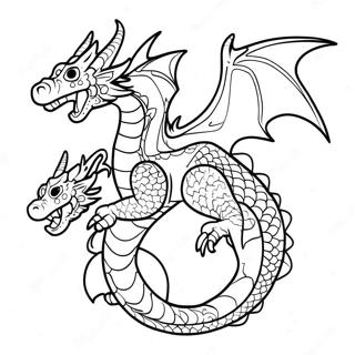 Majestic Two Headed Dragon Flying Coloring Page 58394-46854