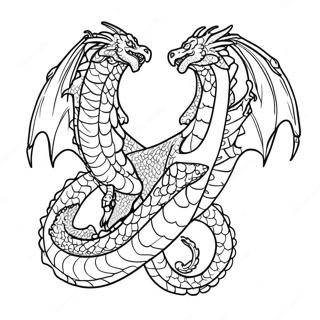 Majestic Two Headed Dragon Flying Coloring Page 58394-46855