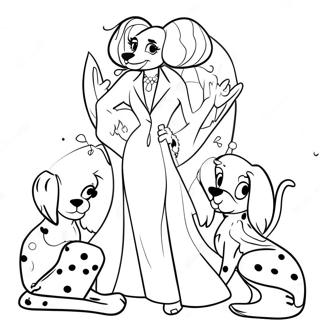 Cruella Deville With Dalmatians Coloring Page 58474-46918