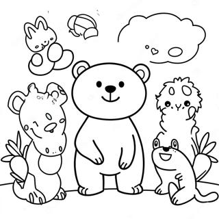 Cute Brown Bear And Friends Coloring Page 58534-46963