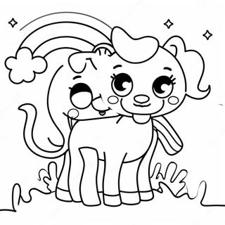 Cyan Rainbow Friends Coloring Pages