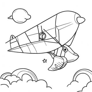 Colorful Airplane Flying In The Sky Coloring Page 58574-46999