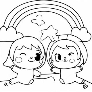 Cyan Rainbow Friends Coloring Pages