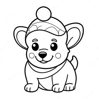 Christmas Corgi With Santa Hat Coloring Page 58673-47069