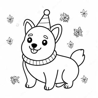 Festive Corgi With Christmas Lights Coloring Page 58674-47080