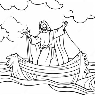 Jesus Calms The Storm Coloring Pages