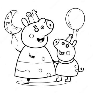 Peppa Pig Birthday Celebration Coloring Page 58803-47179